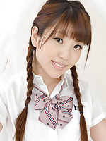 Mizuho Shiraishi Asian with pigtails and uniform sits with ass up